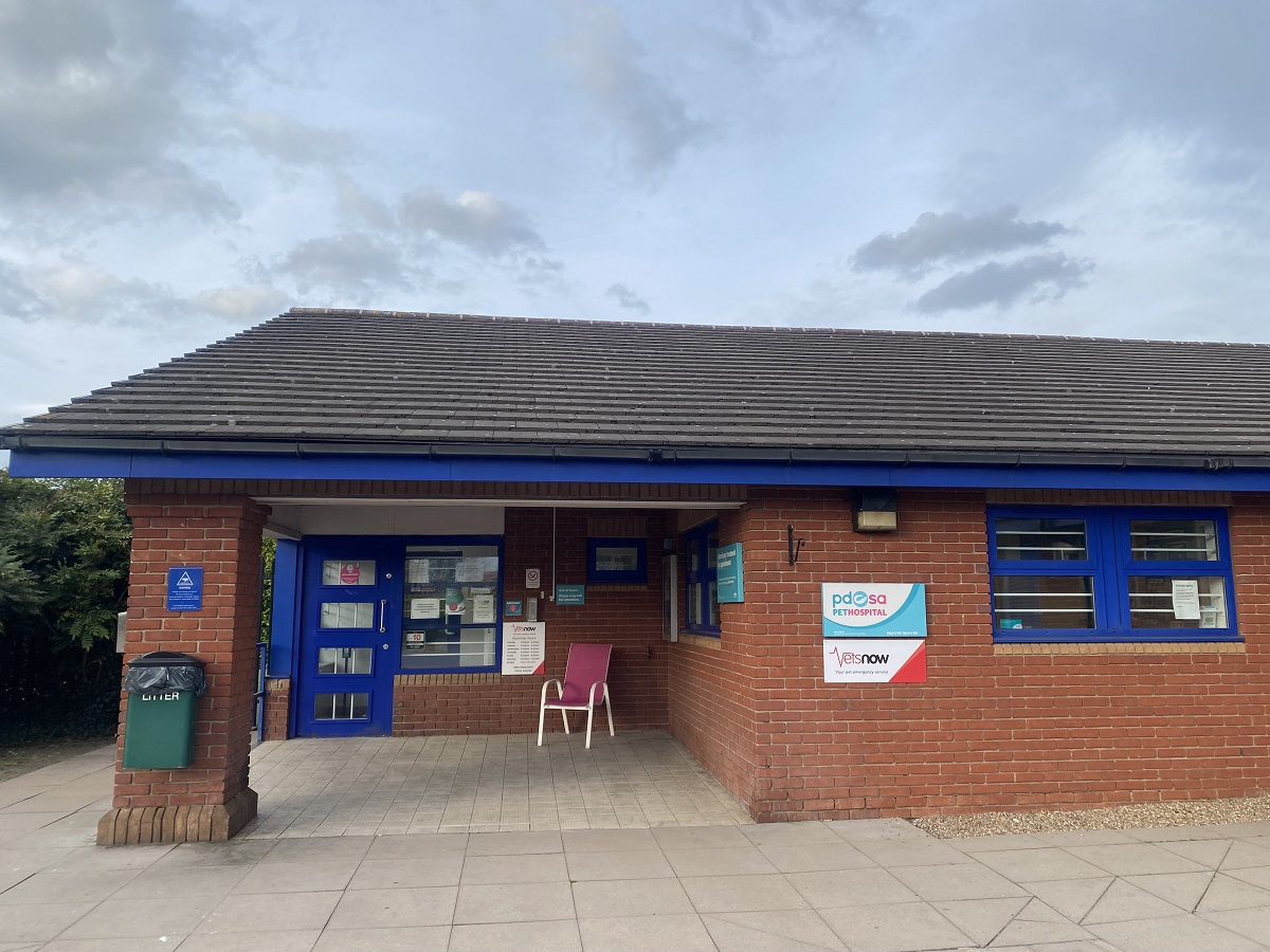 Exterior view of Derby Vets Now partner clinic showing surrounding pathways and building