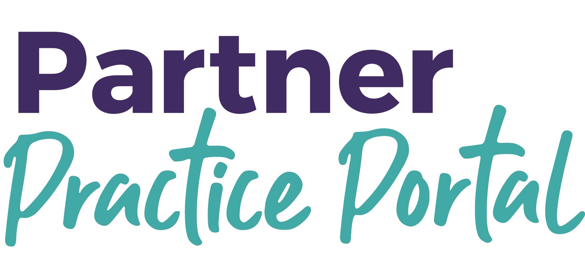 Partner_Practice_Portal_Logo Text reads Partner Practice Portal in bold purple and turquoise script.