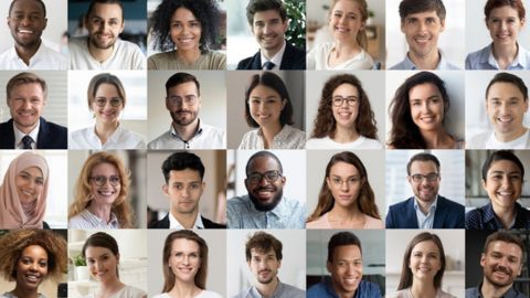 A collage of diverse professional headshots featuring smiling individuals of various ages, genders, and ethnicities